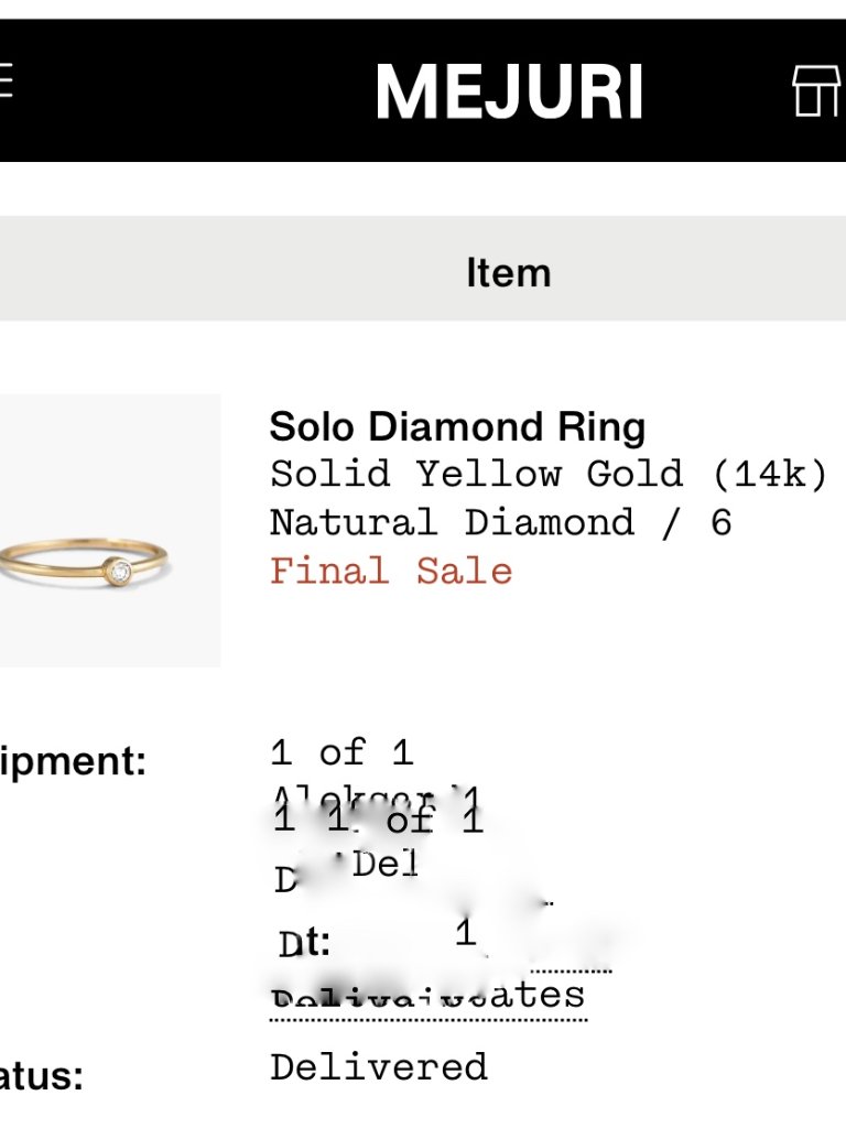 Mejuri Solo Natural Diamond Ring Gold 14k Size 6 — image 3 of 3